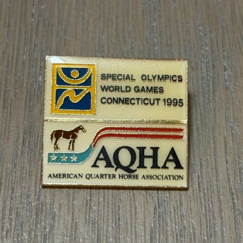 Vtg Connecticut CT Special Olympics World Games 1995 AQHA Quarter Horse Assn Pin